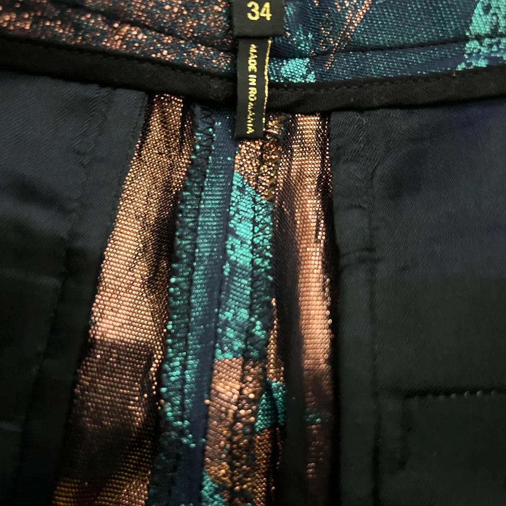 Maje multicolored metallic slacks size 34 Artsy colorful career - Image 3