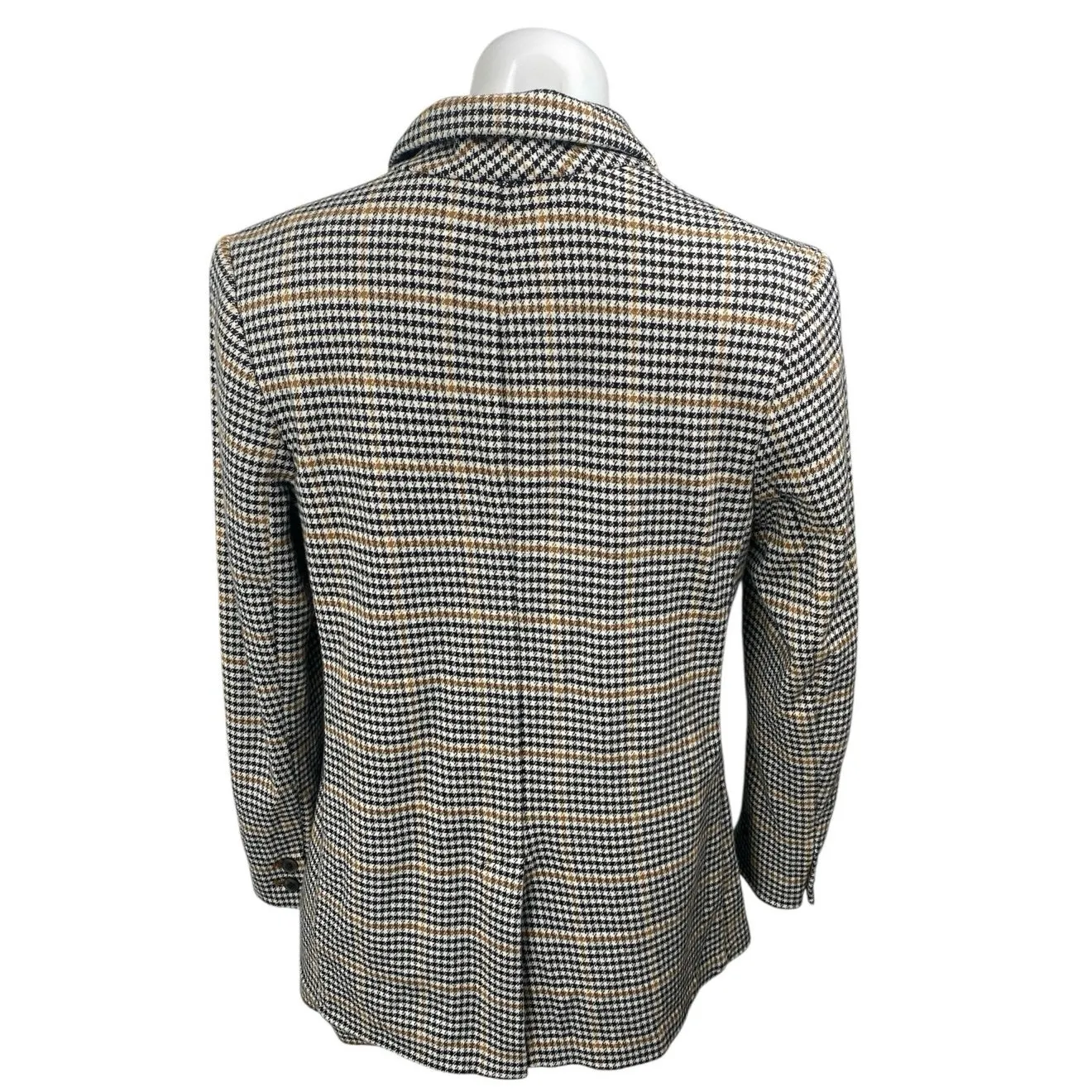 Old Navy Brown Houndstooth Plaid Checkered Long Sleeve Blazer Coat Jacket Size S - Image 2