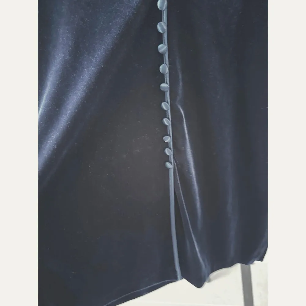 Vtg 1990’s Nina Piccalino Velvet 2 pc Tunic Pant Set Midnight Blue Satin Buttons Size M - Image 5