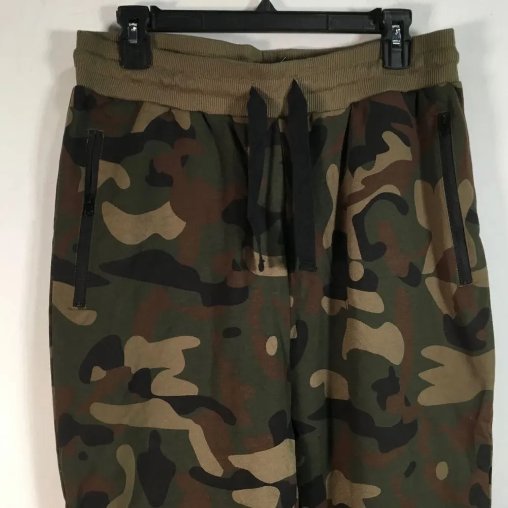 Wicked Stitch Fleece Lined Zippered Pocket Jogger Sweat Pants Olive Green Size M - Image 4