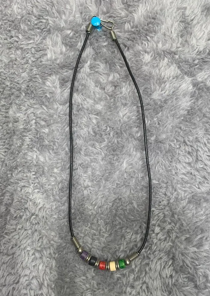 Unisex Leather Cord Choker Necklace Multicolor Stone Beads Tribal Boho Surfer St - Image 2