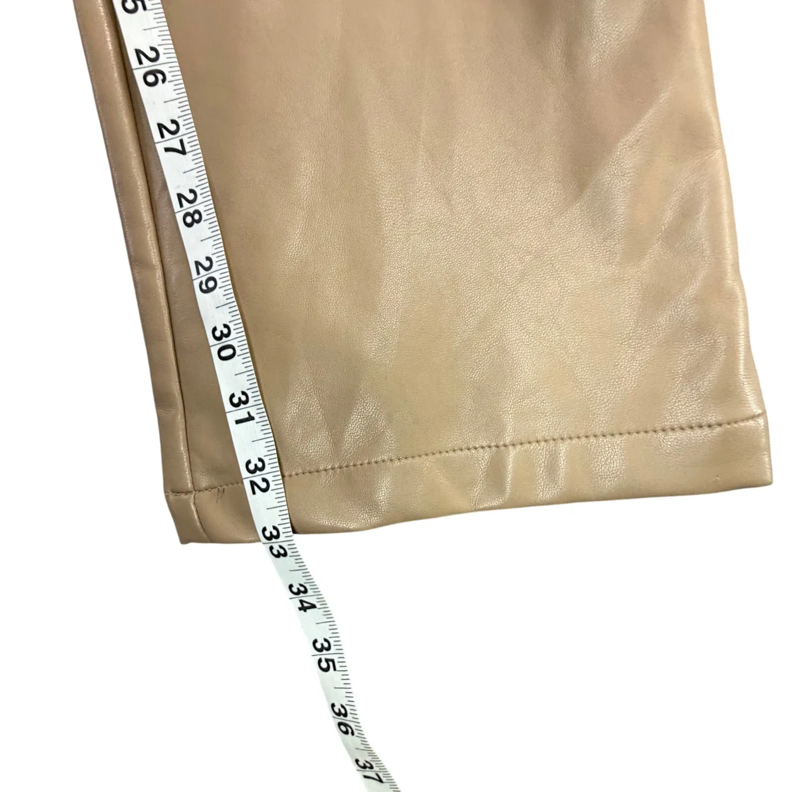 Nicholas Arya Vegan Leather 90s Five Pocket Pant Size 6 Fog Beige Belted Modern Tan - Image 11