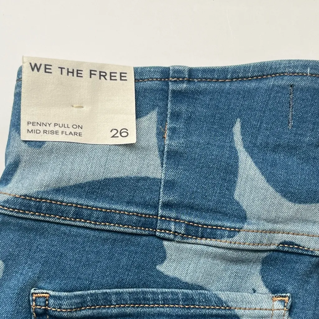 Free People we the free penny pull on mide rise flare jeans boho floral NEW 26 - Image 11