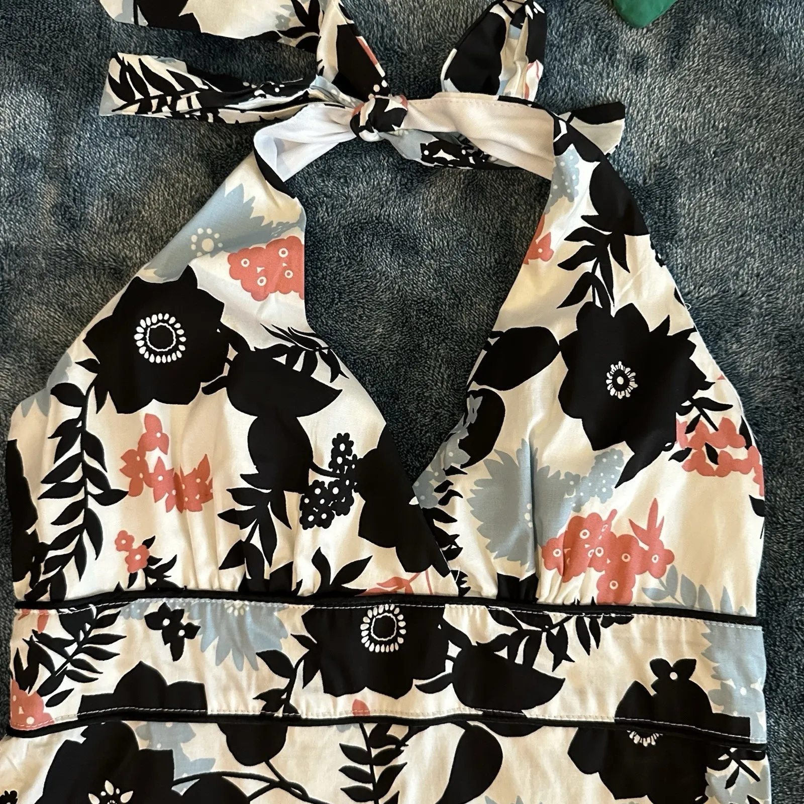 NWT VTG Y2K Rampage Women‎ M Blue Black Floral Halter Empire Babydoll Coquette - Image 4