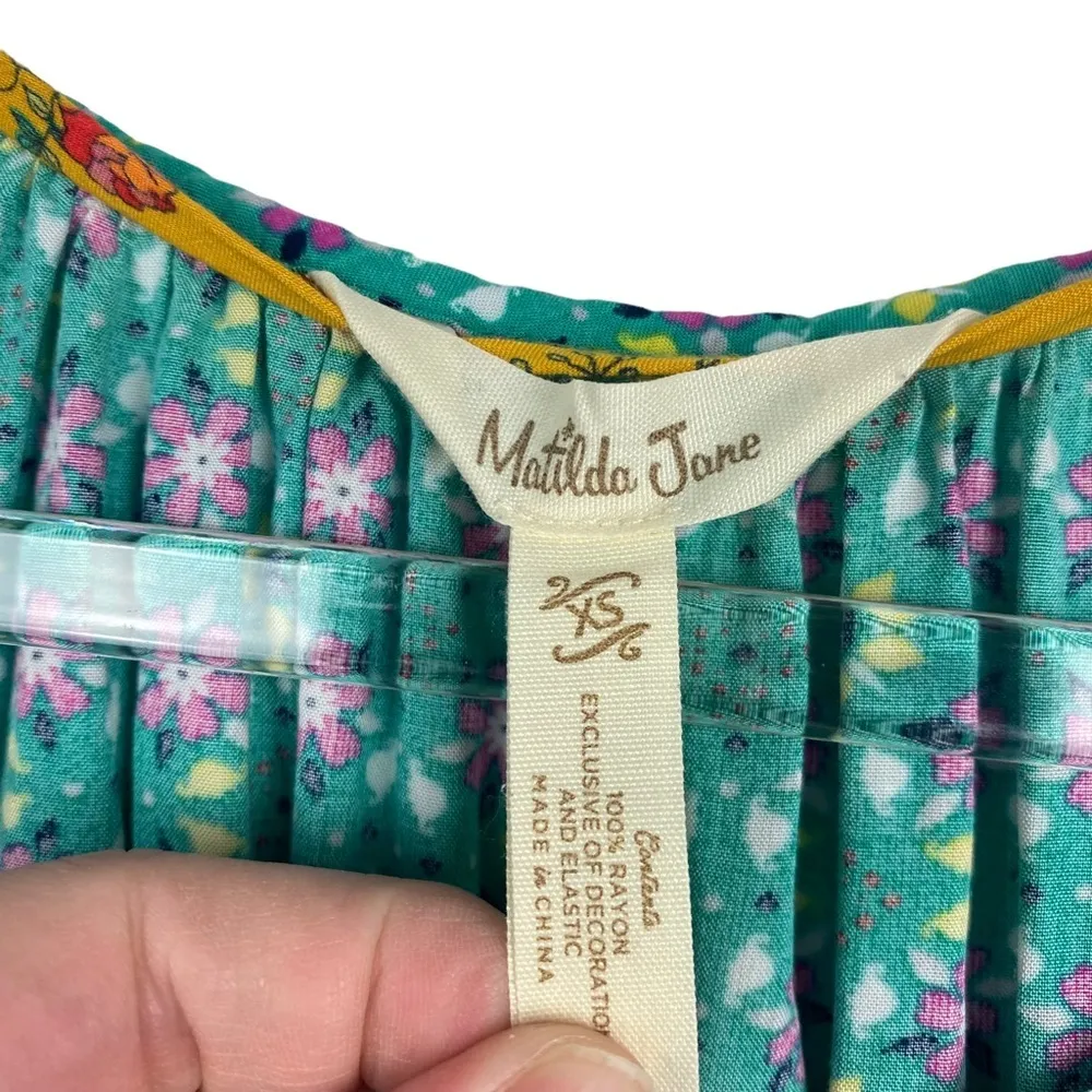 Matilda‎ Jane Age of Aquarius Size XS Prairie Dress Turquoise Colorful Floral - Image 6