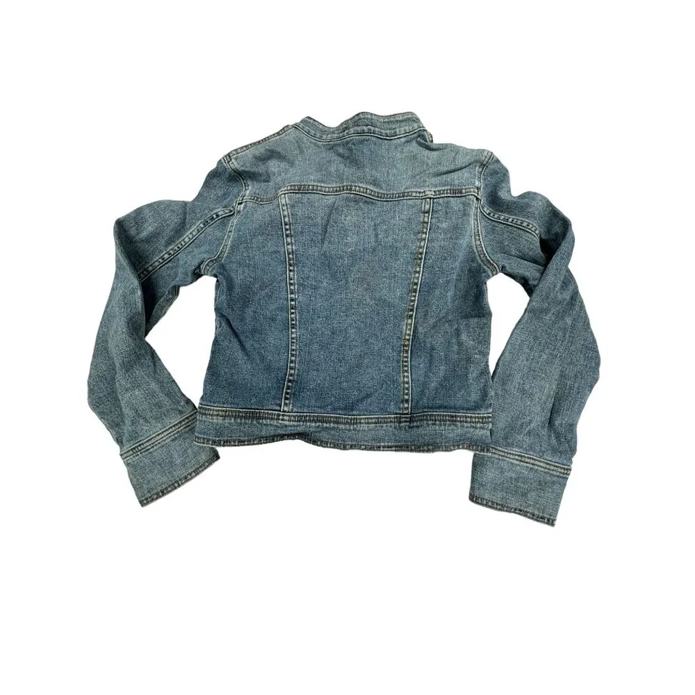 Calvin Klein Jeans Denim Jacket Womens Size L Snap Buttons Bib Collar - Image 3