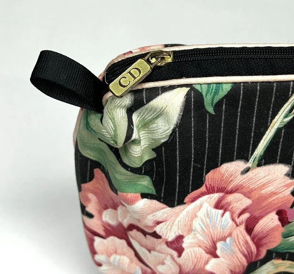 Christian Dior Vintage Medium Floral and Pin Stripe Cosmetic Bag *Collectible* - Image 4