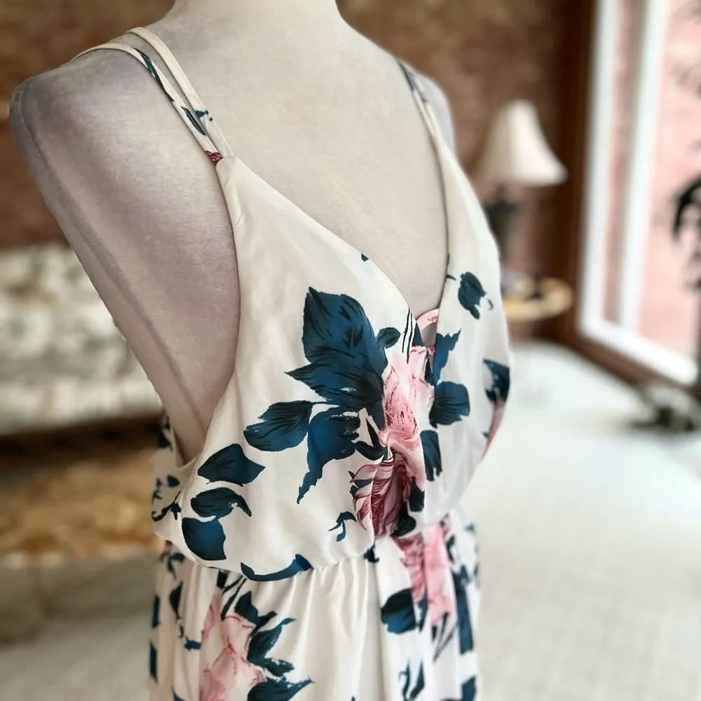 L’Atiste White Floral Crisscross Back Midi Dress M - Image 14