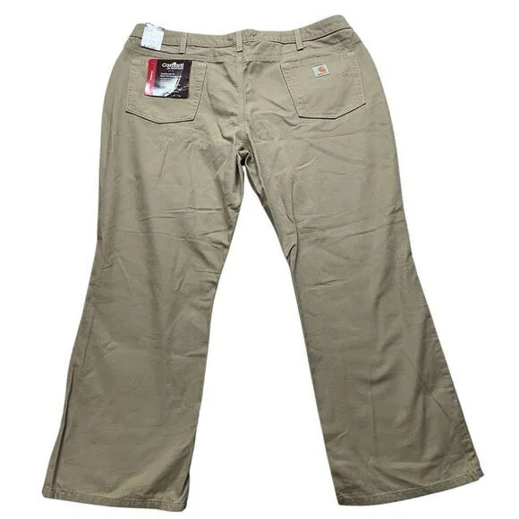 Carhartt Pants Khaki WB002‎ 20x28 Traditional Fit Bootcut Canvas Jeans Women's - Image 4