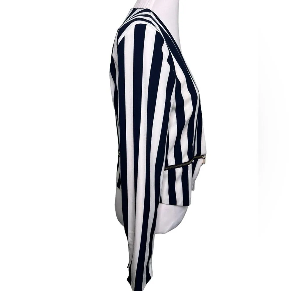 Love Tree Navy White Stripes Open Blazer Size Large - Image 3