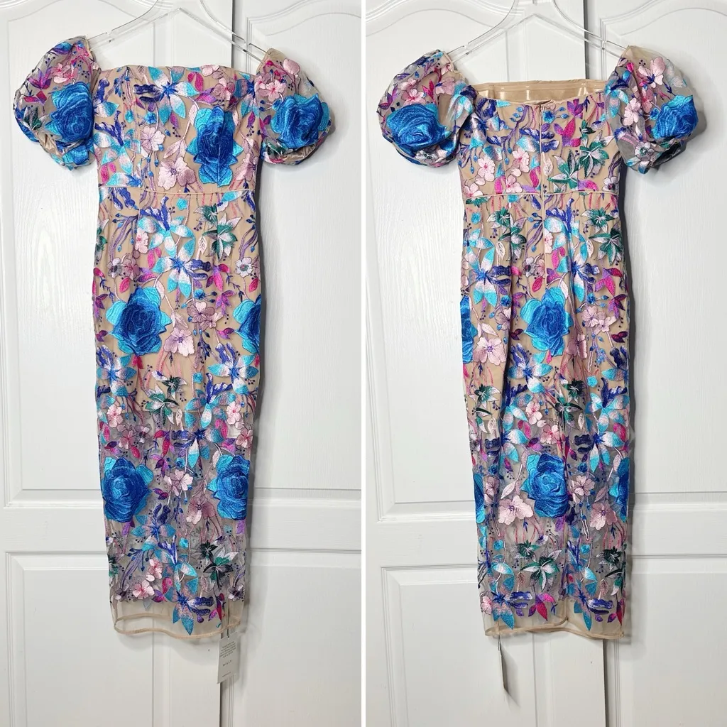 Milly Nira Floral Embroidered Off-Shoulder Midi Dress Size 2 NWT - Image 15