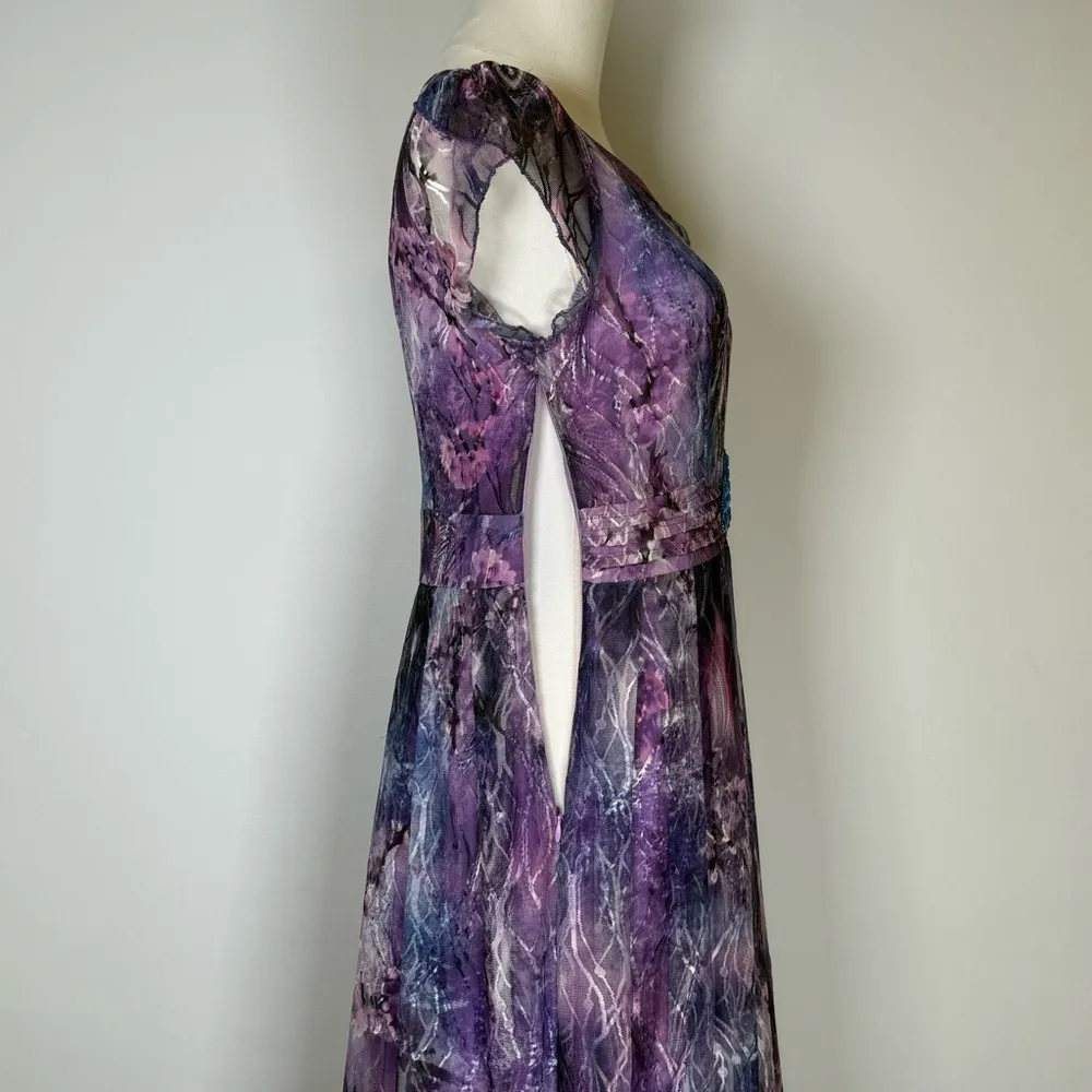 SunnyRight Flutter Sleeve Rhinestone Embellished Purple Dress Women’s Medium Pink - Image 7