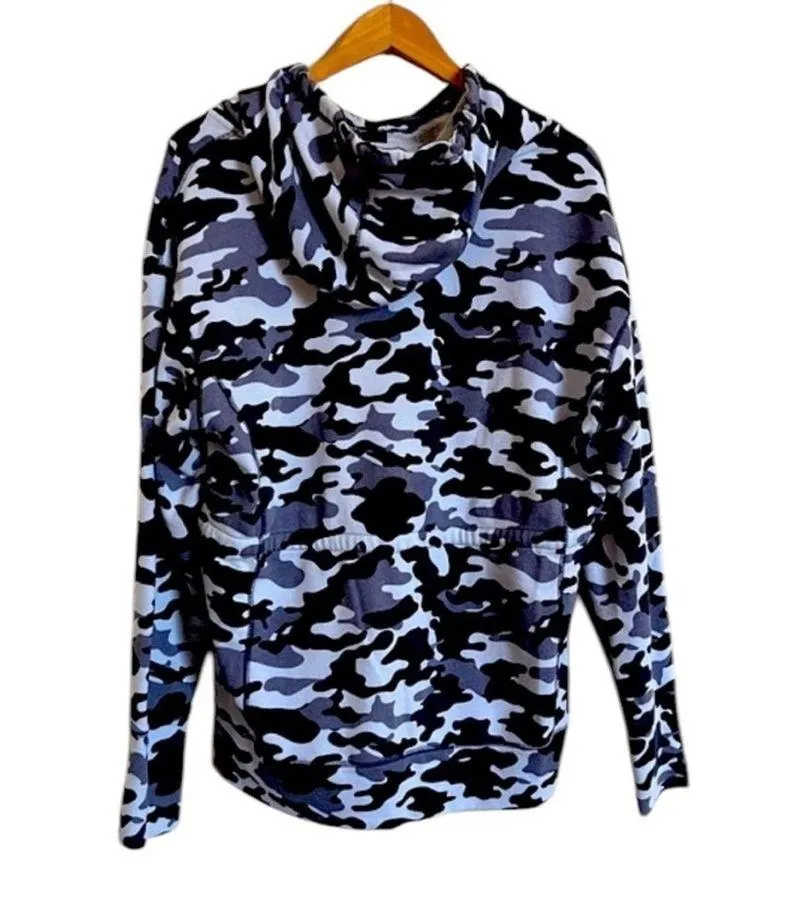 Fabletics Blue/Grey/Black Camo Zip Up Hoodie Women’s Small Oversized - Image 3