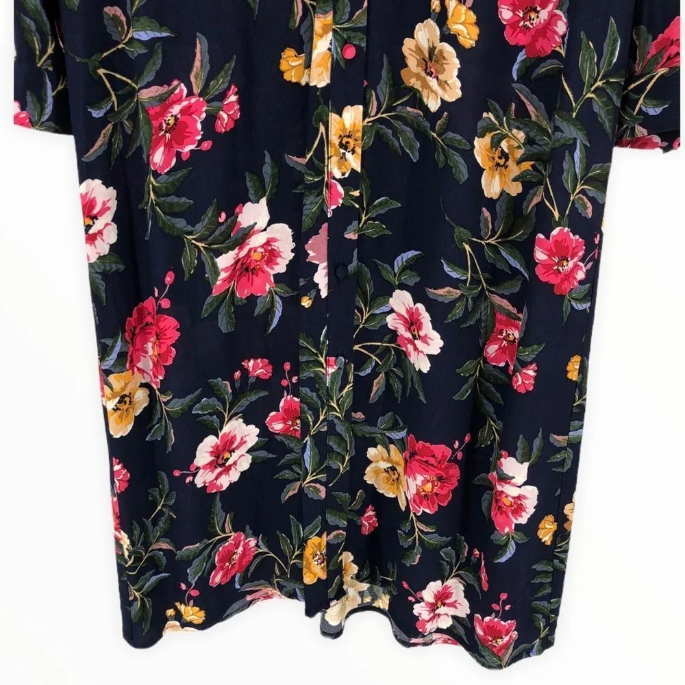 Joules Aurelie Blue Floral A Line Button Down Midi Dress NWT size 6 Long Sleeves White - Image 3