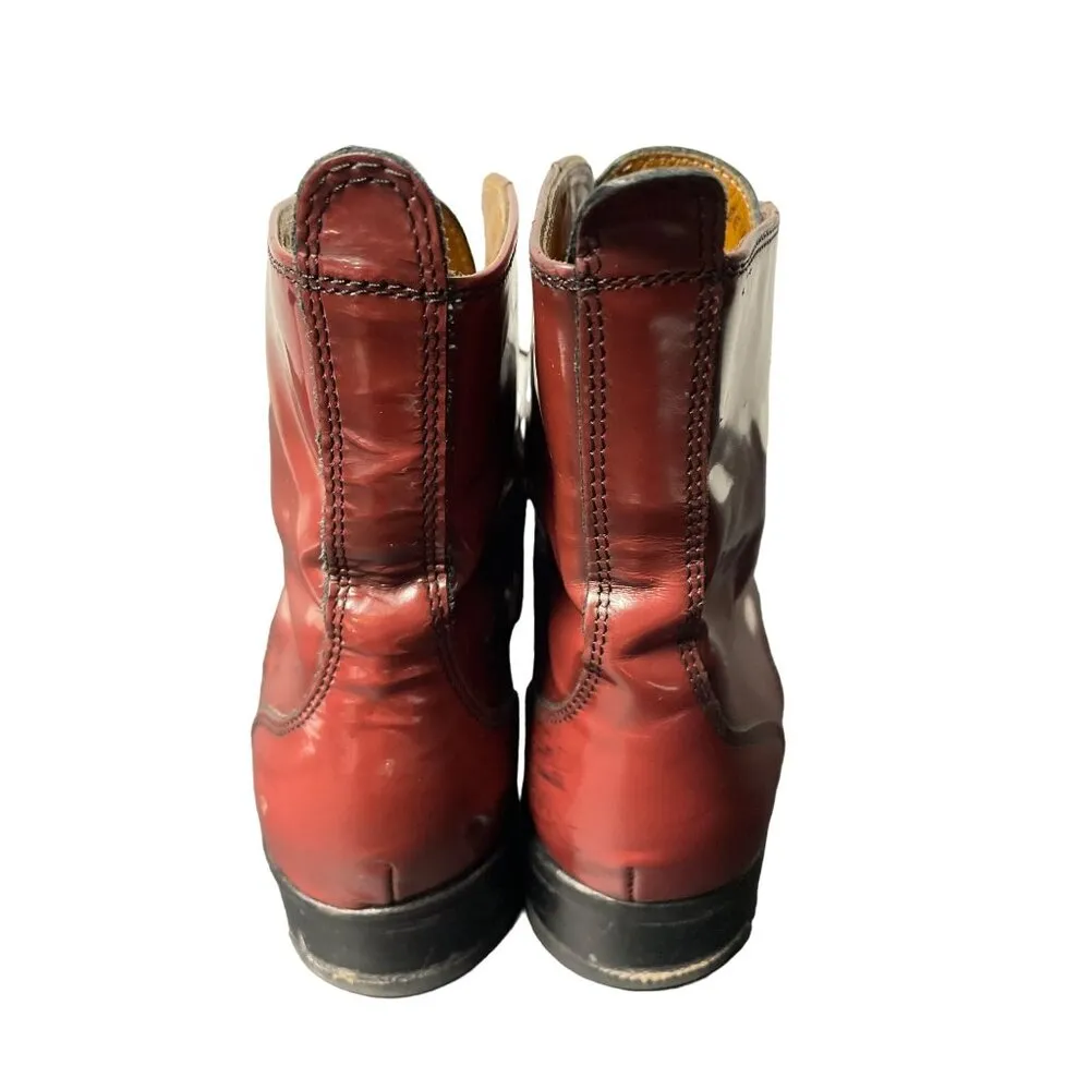 Bata Women's Red Patent Leather Lace Up Boots Size 38 - Image 4