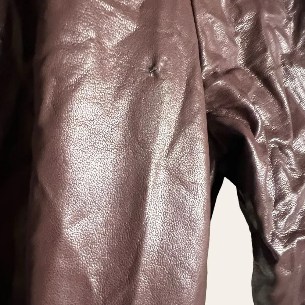 Peter Som Pleated Faux Leather Brown Long Sleeve Midi Shirt Dress Size 4 - Image 8