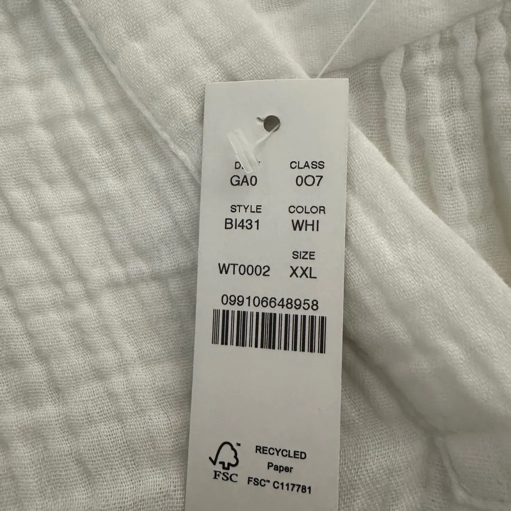 J. Crew V-neck double-gauze popover white size XXL New - Image 7