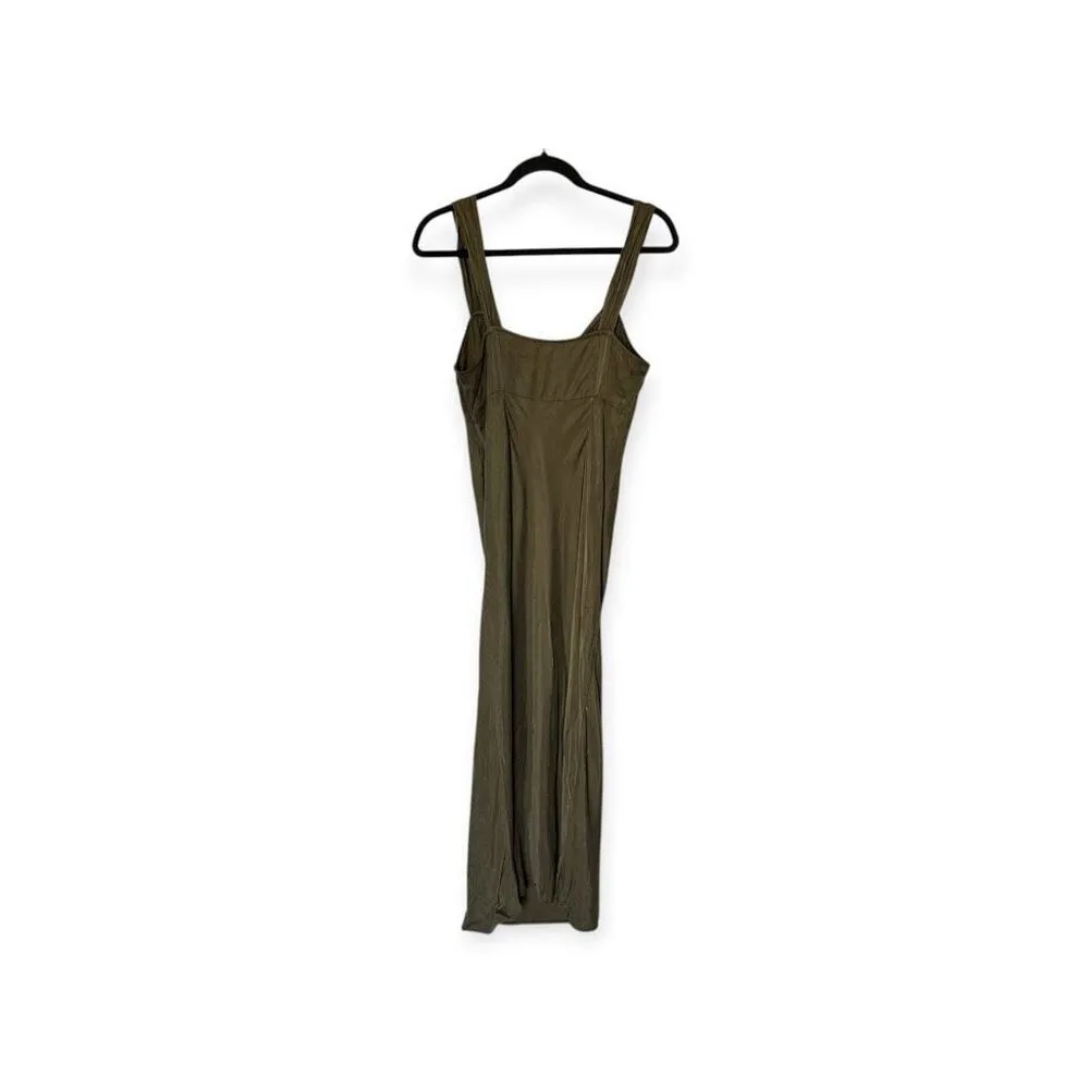 Madewell Olive Green Peasant Sleeveless Midi Dress Slip Size 8 - Image 3
