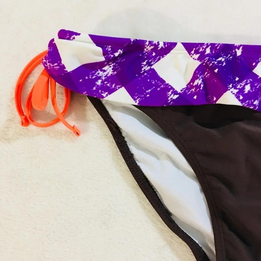 Ocean Pacific  OP Bikini Bottom Brown Purple Medium - Image 3