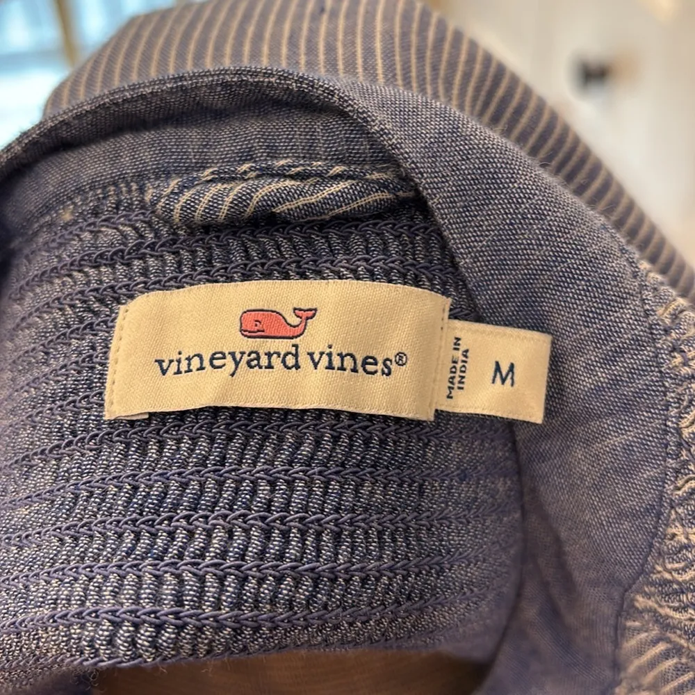 Vineyard Vines blue & white seersucker 100% cotton vneck cap sleeve sheath dress - Image 7