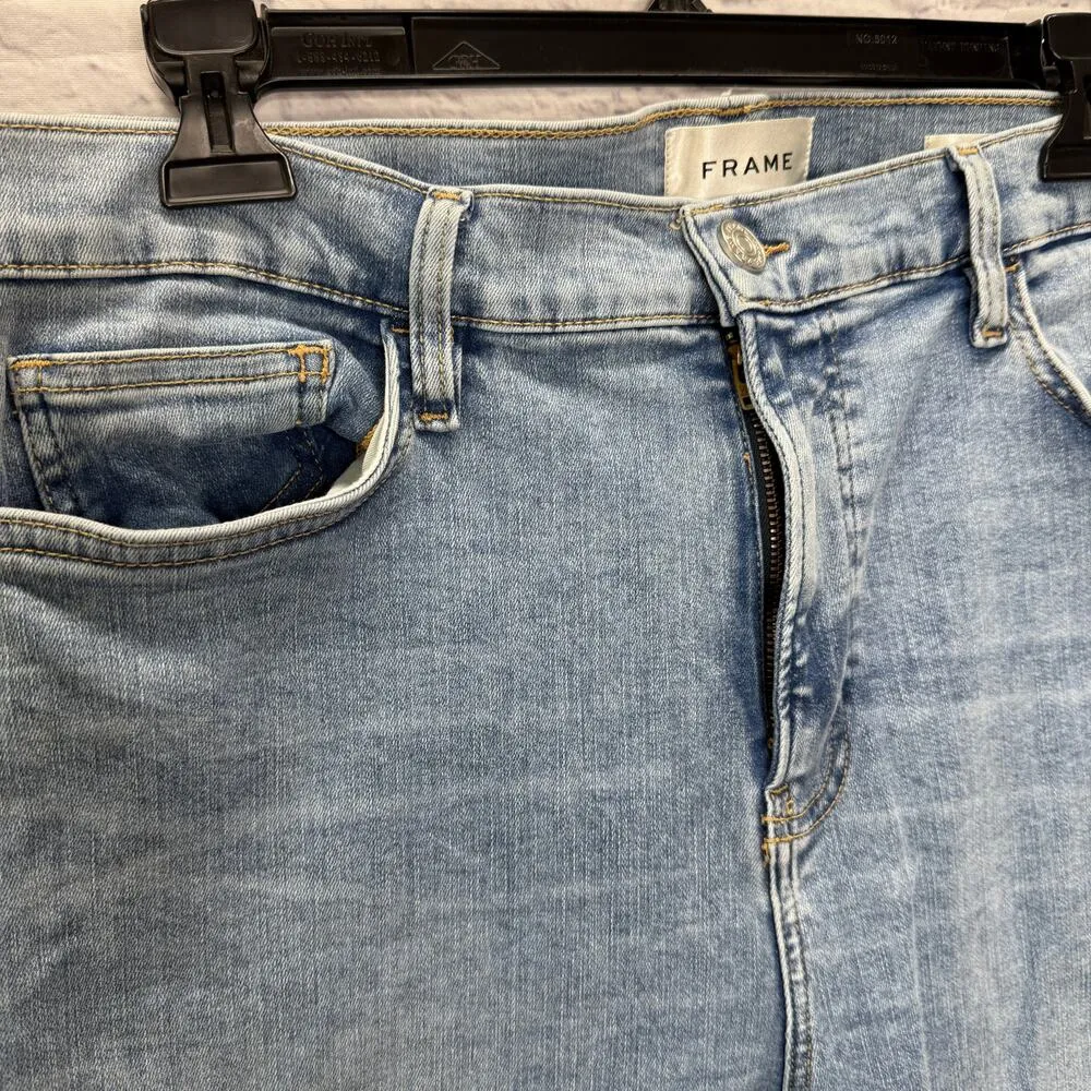 FRAME Le High Straight Raw Hem Jeans Womens Size 33 Colorado Wash Stretch High - Image 4