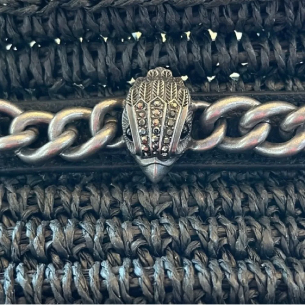 Kurt Geiger Chelsea raffia Tote Bag with matted gun metal strap - Image 7