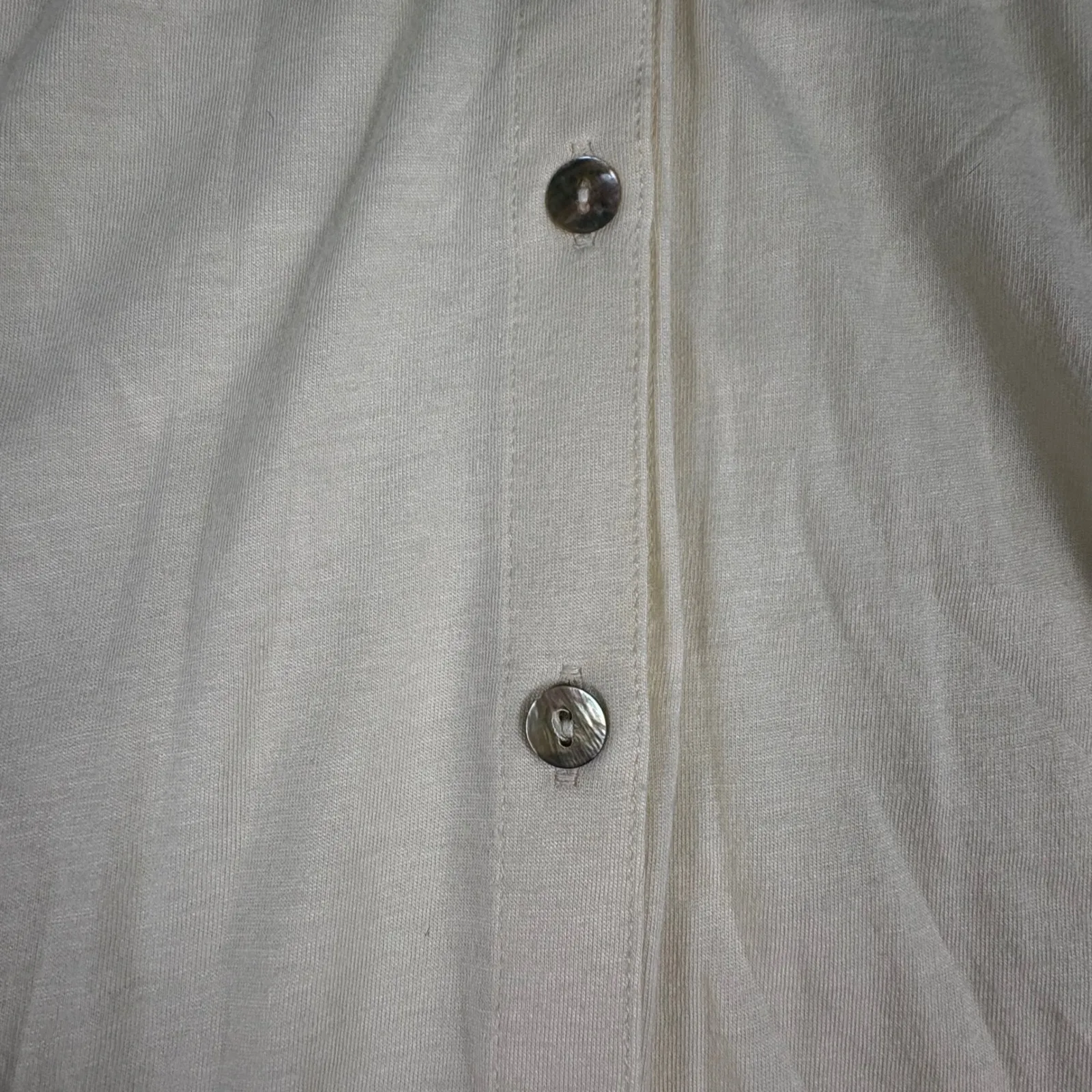 Peruvian‎ Connection Snow Drift Light Jersey Shirt Womens Size S Button Up Cream - Image 2