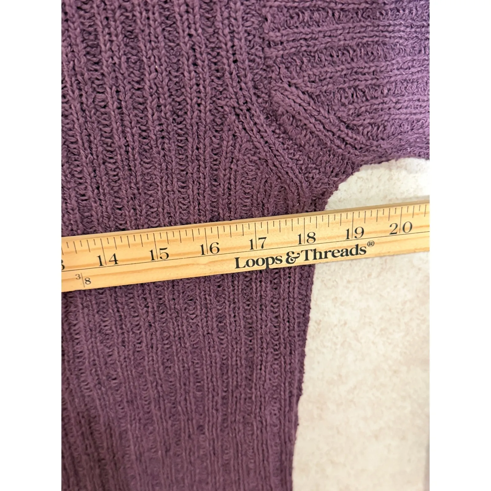 Peruvian Connection Purple Ribbed Knit Pima Cotton Sweater Medium Cabincore - Image 5