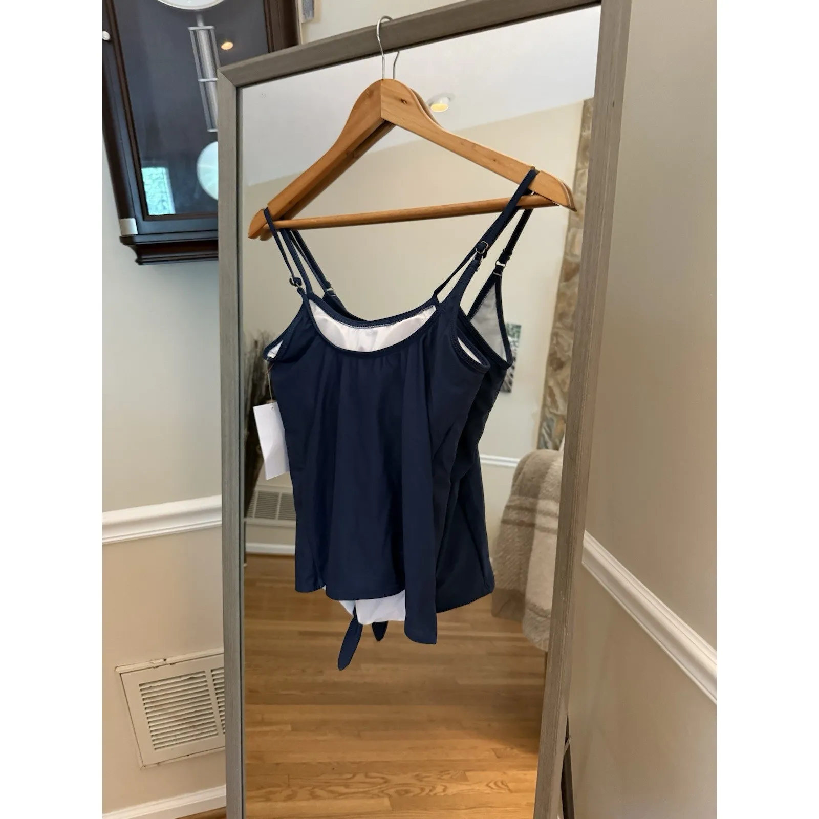 NWT seaFancy Women Blue Tie waist Swimsuit Tankini Top‎ Medium - Image 4