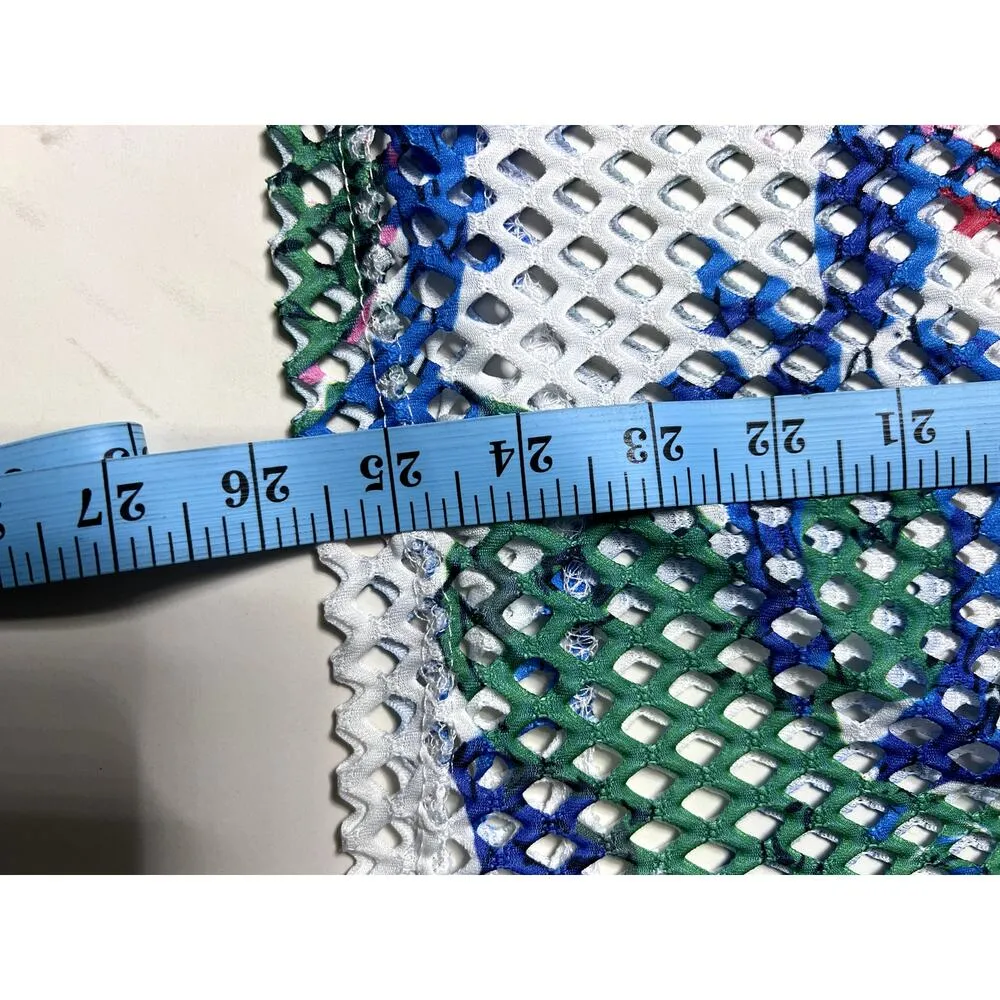 Mirror Image Open Knit Swimsuit Cover Up Coastal Grandma Cherry Floral 1x Women Blue - Image 8