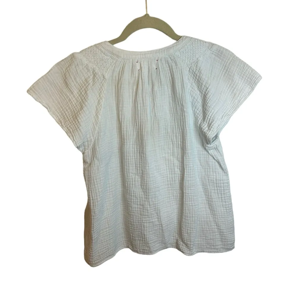 XIRENA TATI WHITE GAUZE COTTON FLUTTER SLEEVE TOP - Image 4