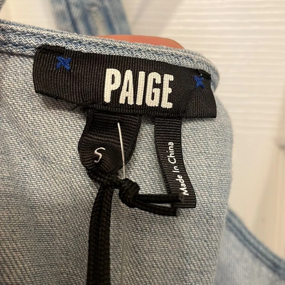 Anthropologie Paige Celia Braided Detail Denim Crop Jumpsuit in Santa Monica NWT - Image 4