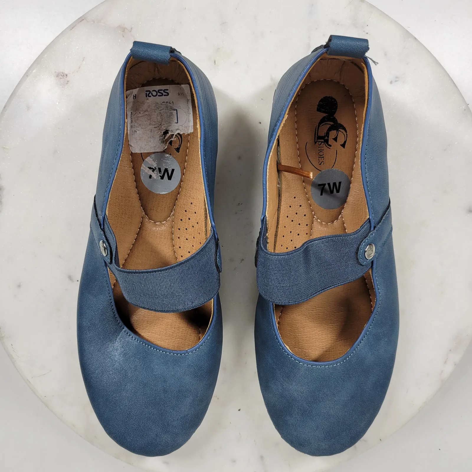 GC‎ Lira Leather Mary Janes Womens 7 Metallic Blue Closed Toe Shoes - Image 3