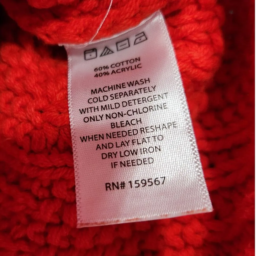 Willow & Wind Cropped Sweater Crew Neck Long Sleeve Cable Knit Red Size Large - Image 6