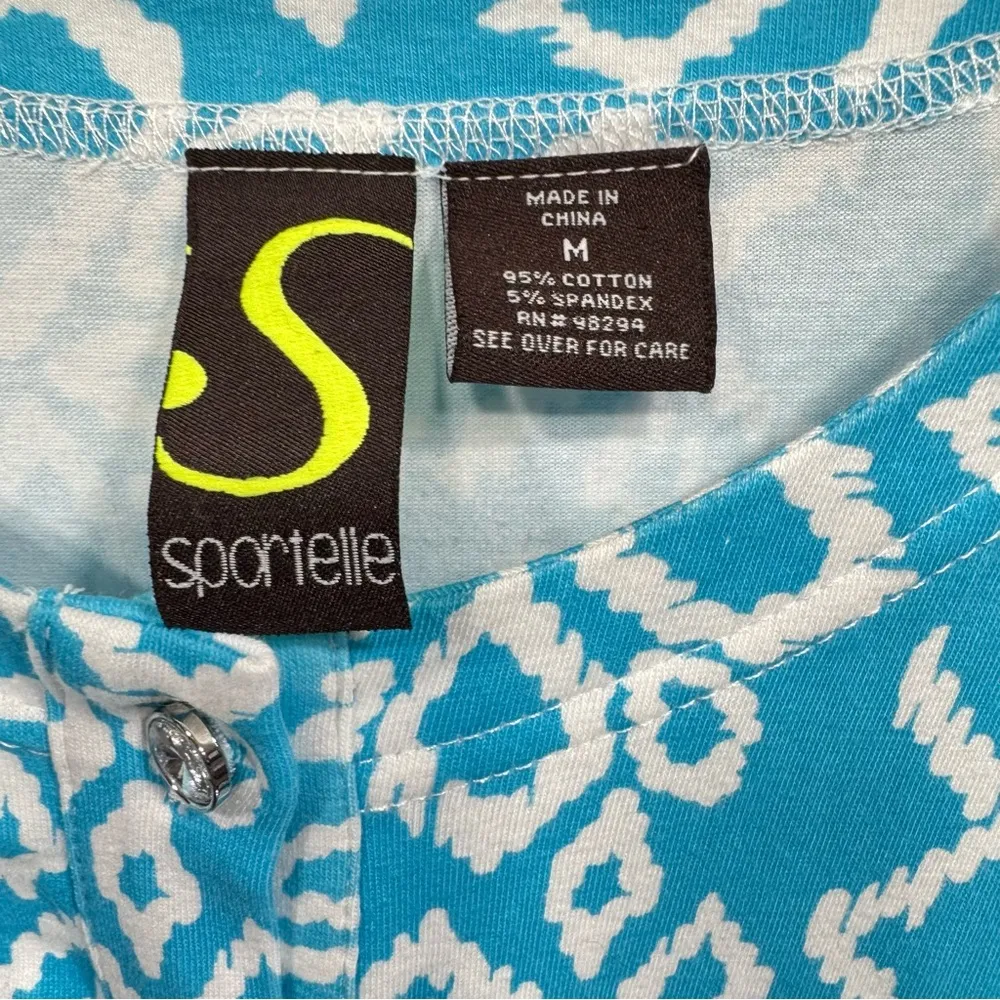 Sportelle Ikat Ombre Blue to Black Knit Cardigan Jacket with Rhinestone Buttons Size M - Image 6