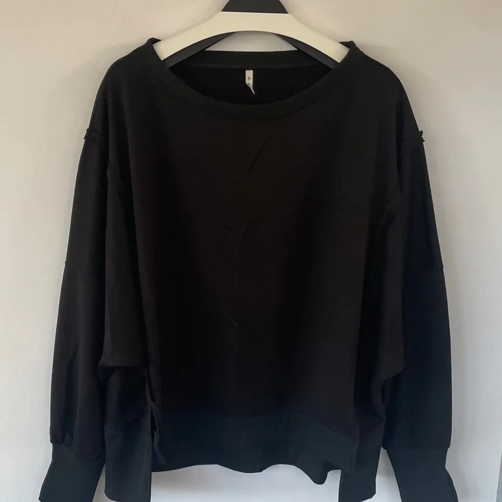 HALARA Round Neck Dropped Shoulder High Low Hem Relaxed Casual Sweatshirt Large - Image 4