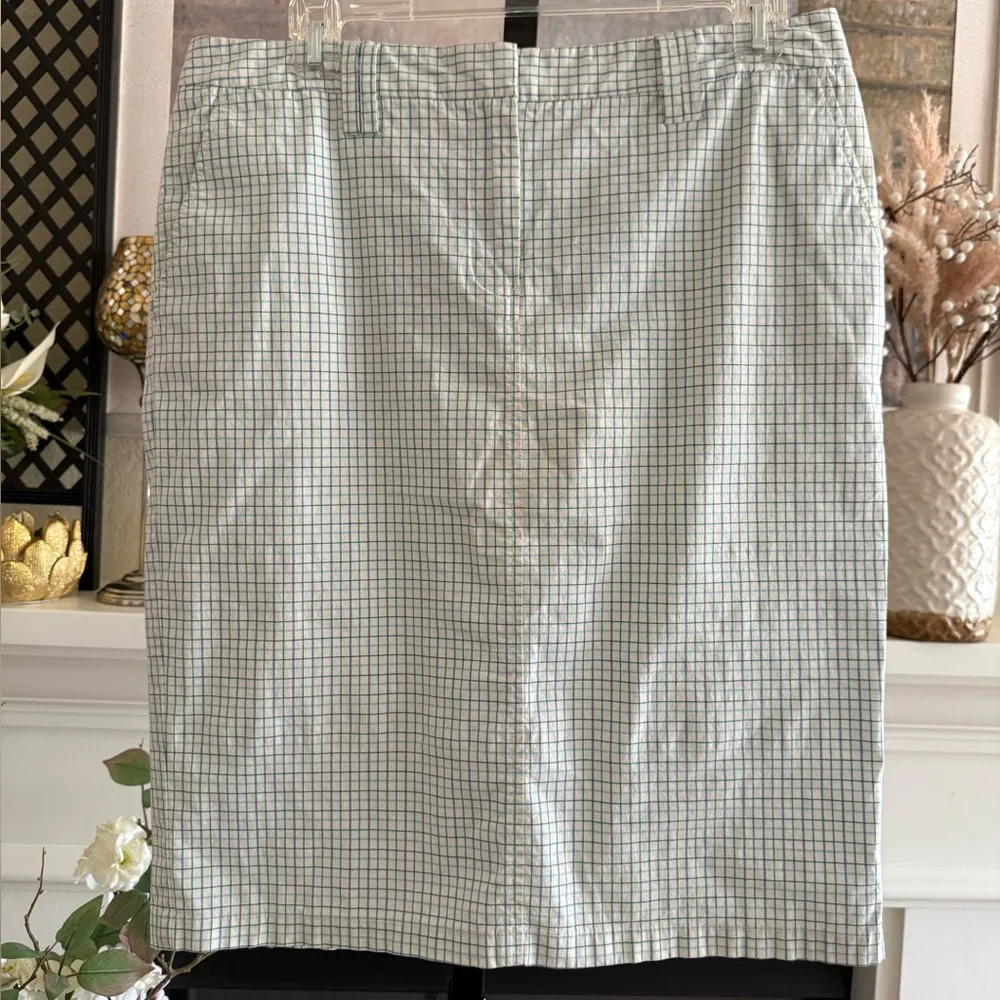 The Limited Stretch Classic Preppy Workwear Chic Neutral Retro Pencil Skirt Blue - Image 2