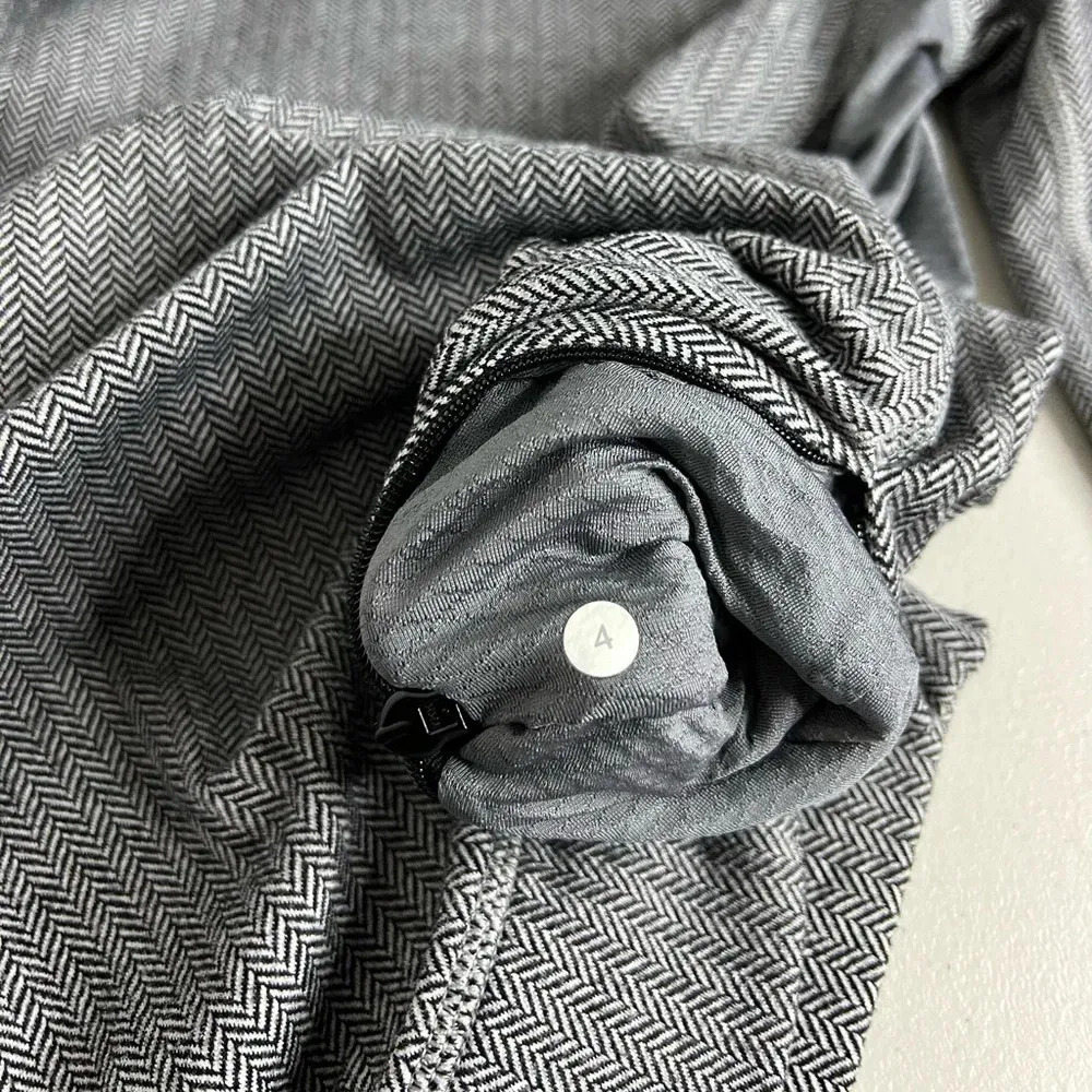 Lululemon Think Fast Long Sleeve Heathered Herringbone Heathered Black Size 4 - Image 10