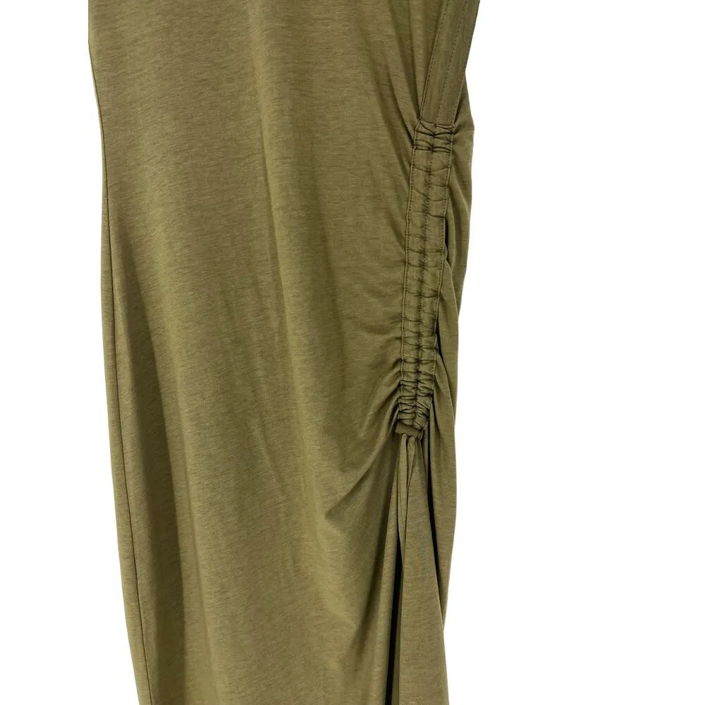 Rag & Bone Ina Ruched Midi T-shirt Dress In Light Olive - Image 5