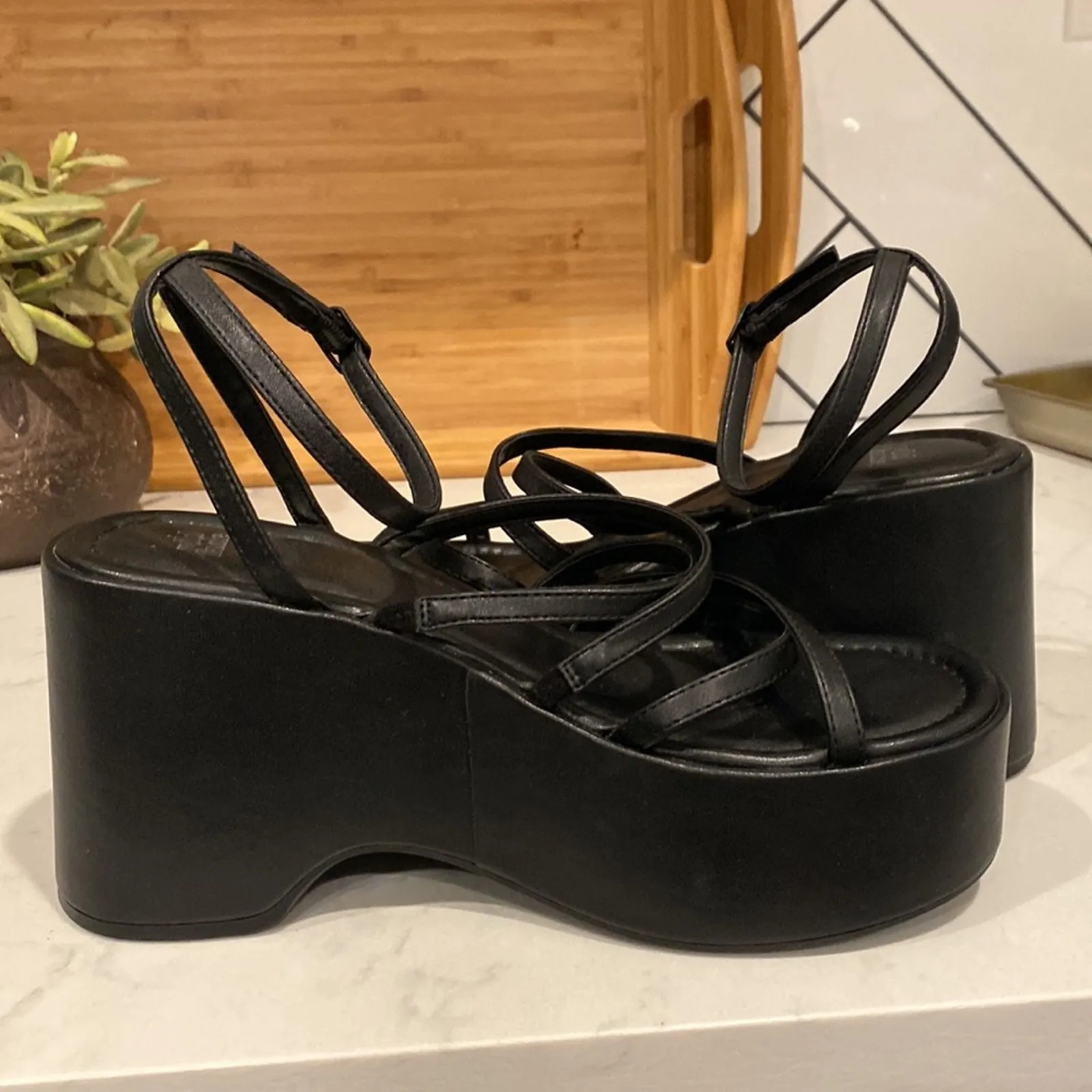 Wild Fable Liza Platform Wedge Heels Black Y2K retro It Girl quirky size 11 - Image 8