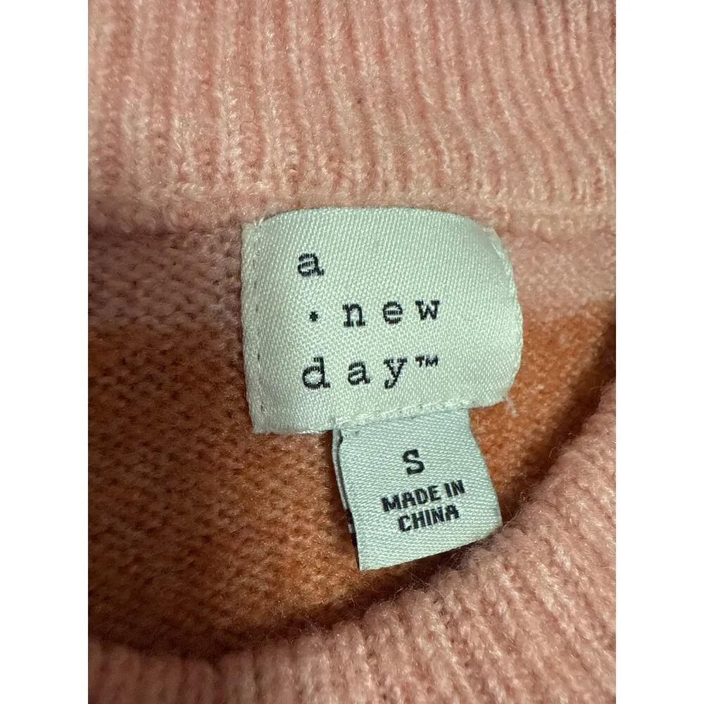 A New Day Women's Multicolor Striped Knit Long Sleeve Sweatshirt Sweater Top S - Image 3