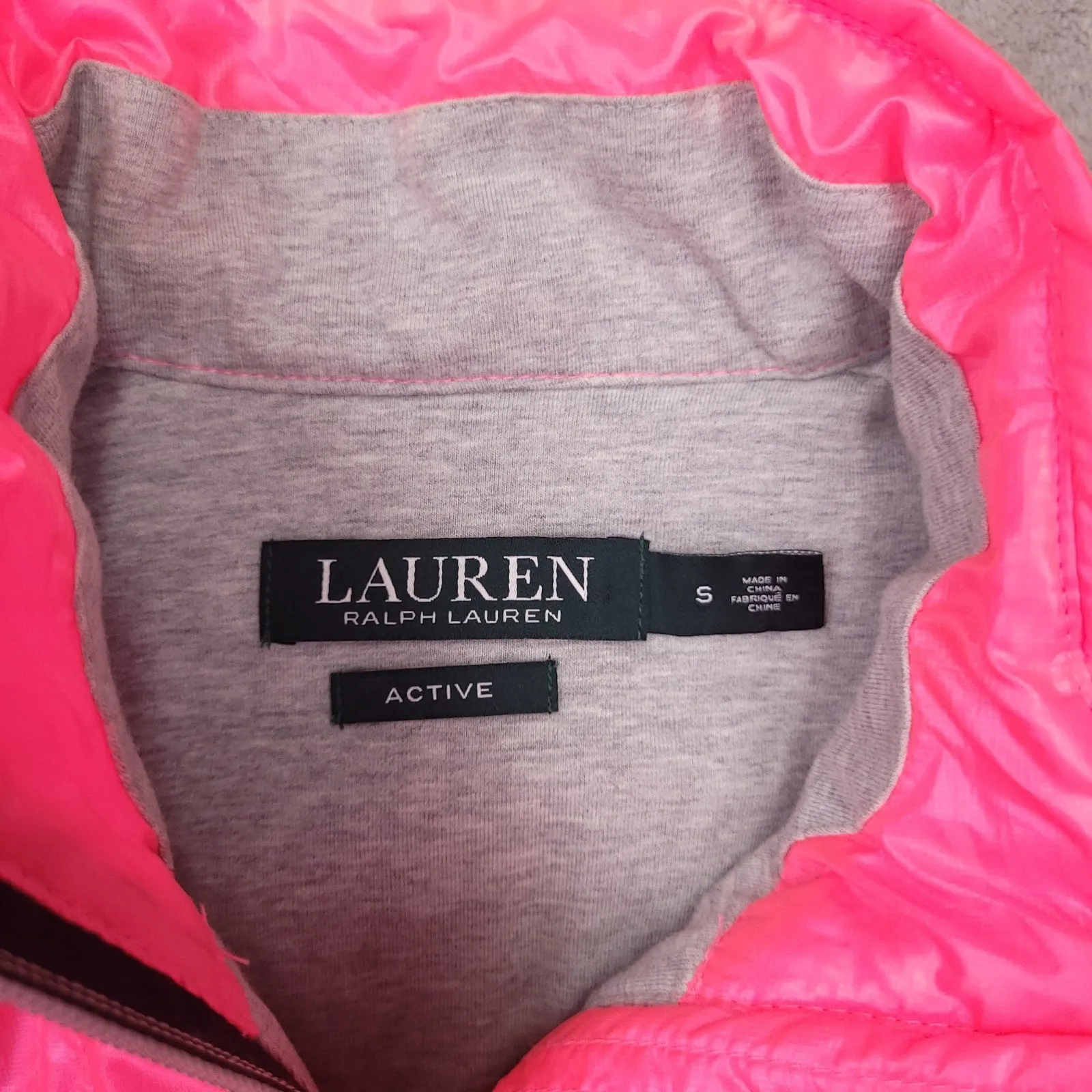 Lauren Ralph Lauren‎ Active Pink Puffer Vest size Small Neon Pink Outdoor - Image 2