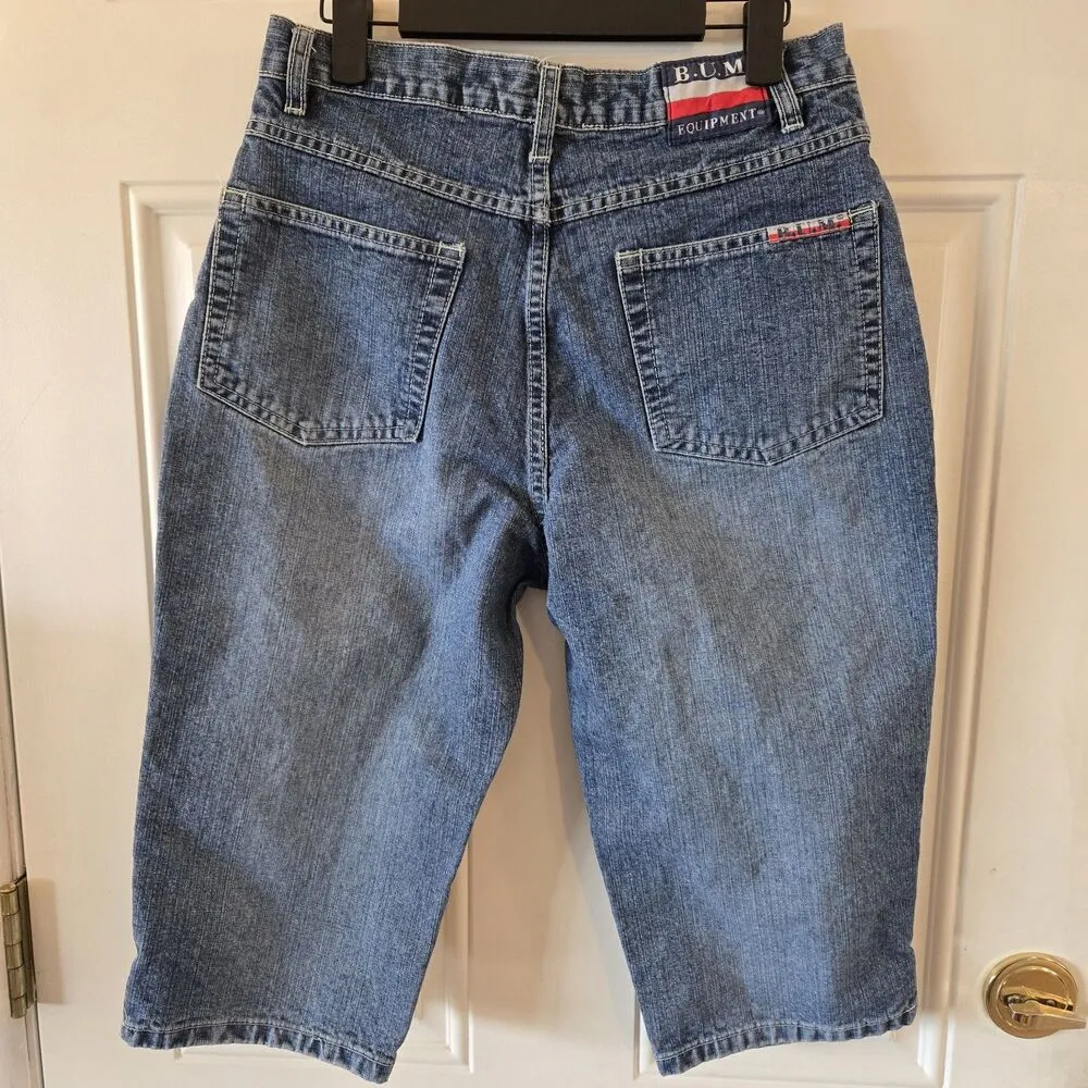 Vintage Y2K BUM EQUIPMENT Jean Shorts Denim Size 9/10 EUC Mom Jeans 90s Capri's Blue - Image 2