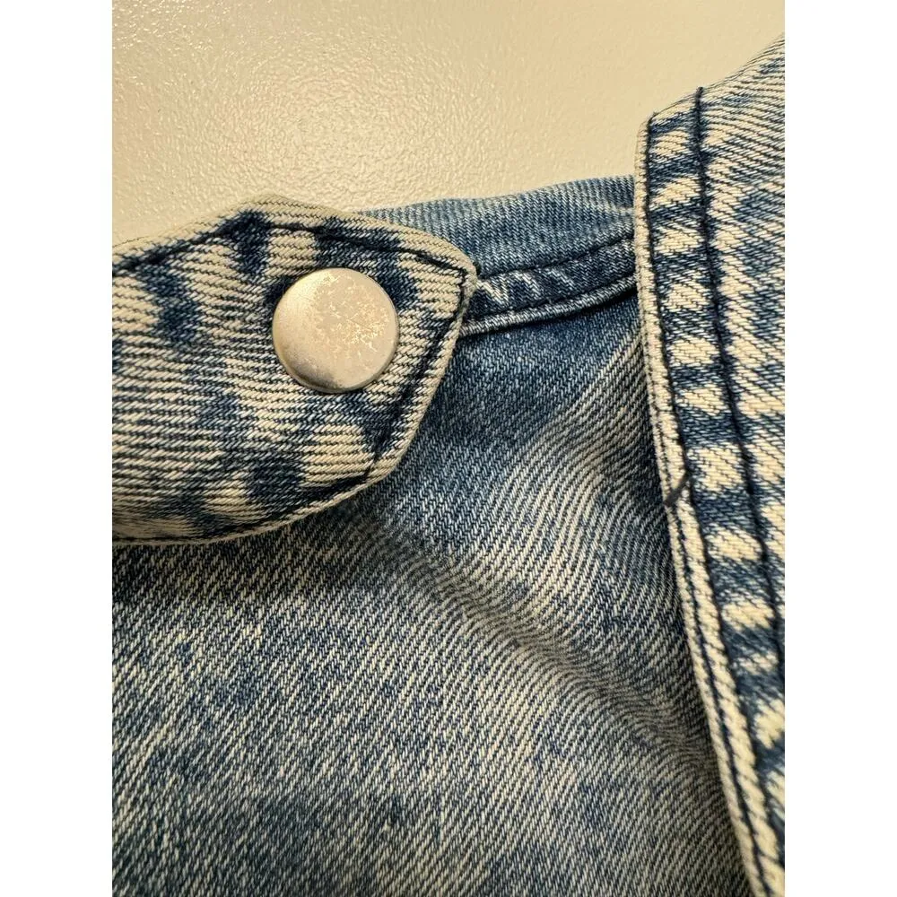 Avec Les Filles Acid Wash Denim Utility Jacket Size Medium Safari Style - Image 7