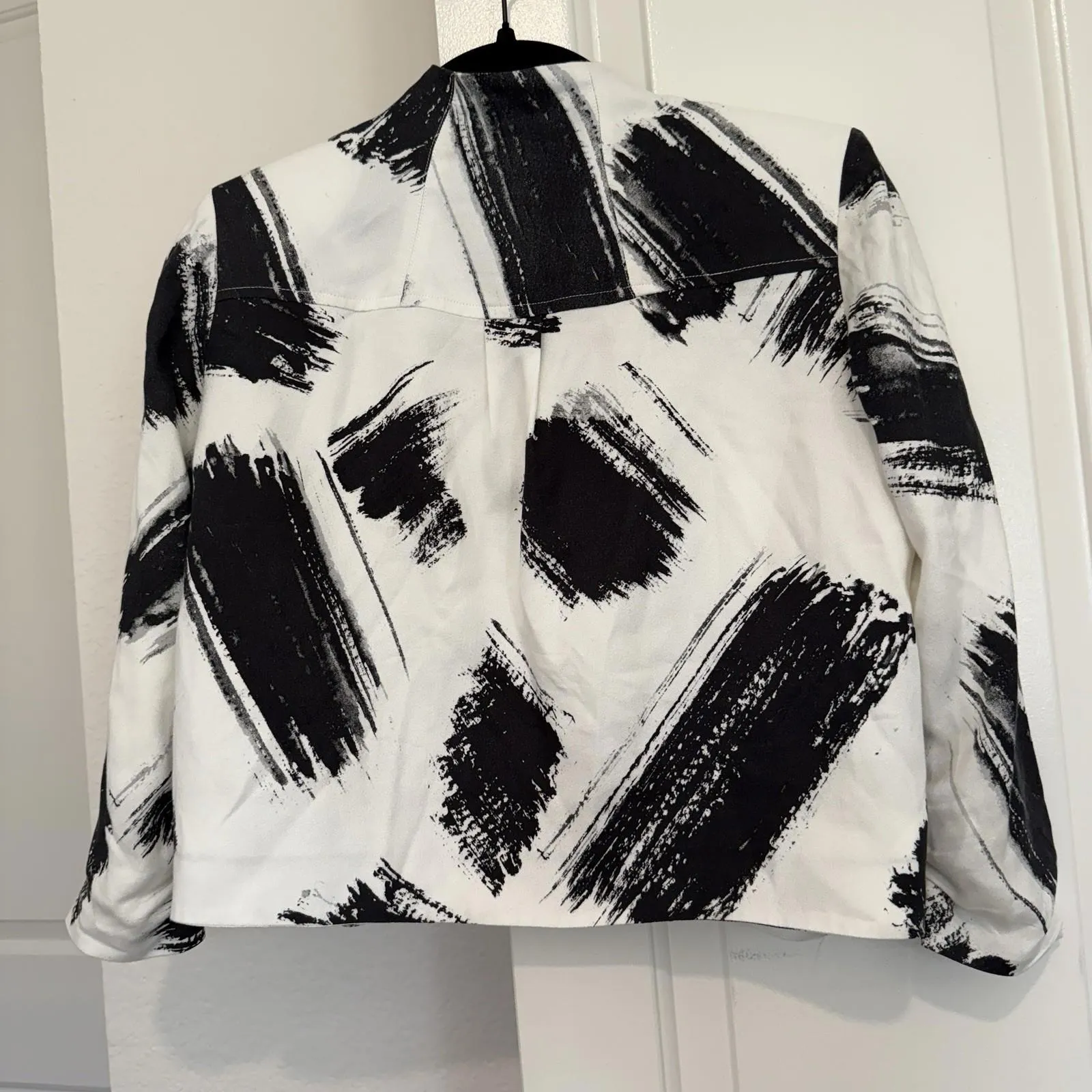 Alice + Olivia 3/4 Sleeve Open Cardigan Shrug Jacket Black & White Sz 0 - Image 9