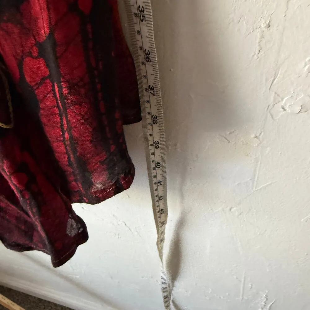 Star India Black Red Embroidered Floral Boho Handkerchief Hem Dress One size NWT - Image 9