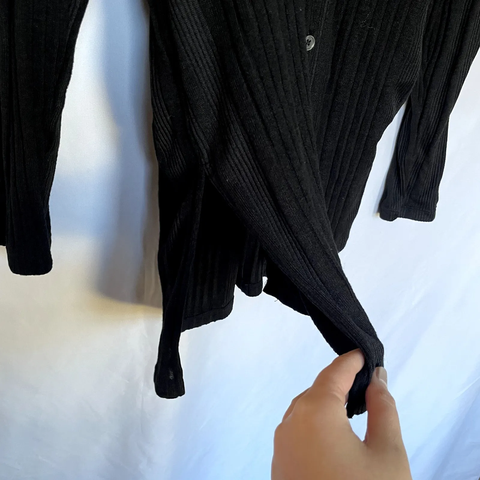 CuddlDuds black knit ribbed button down long sleeved shirt extra long women's TM - Image 6