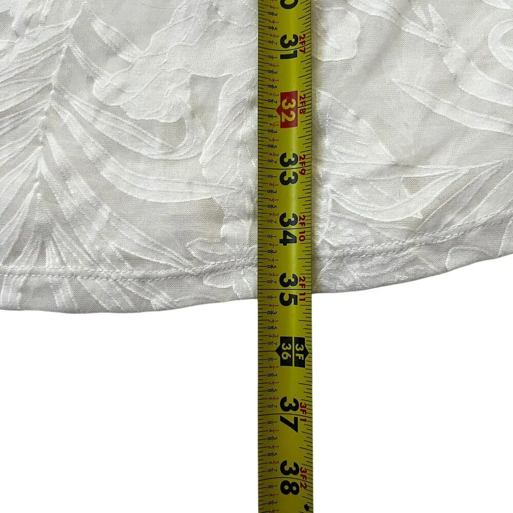 J. Valdi White Tropical Sheer Tie Bow Cover Up Dress Women Size Large | 34 - Image 7