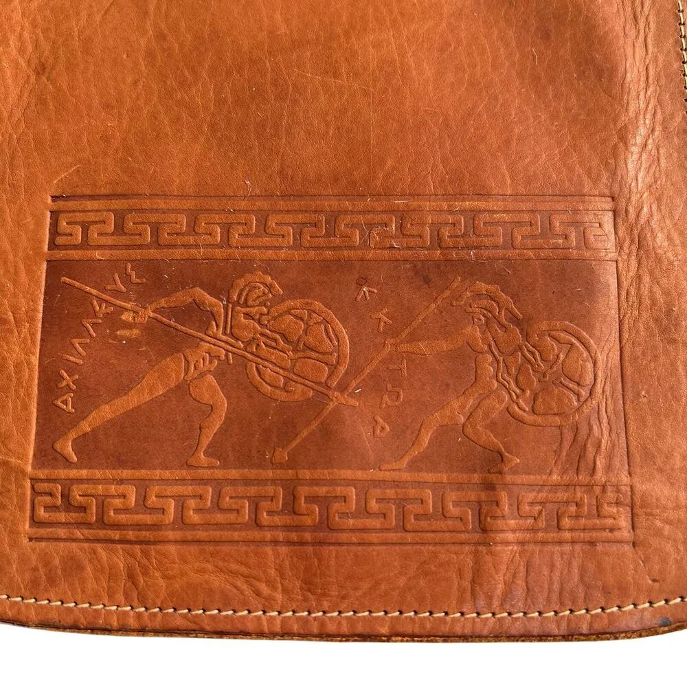 Vintage Leather Crossbody Pouch Bag Wallet Made in Greece Unisex Brown - Image 4