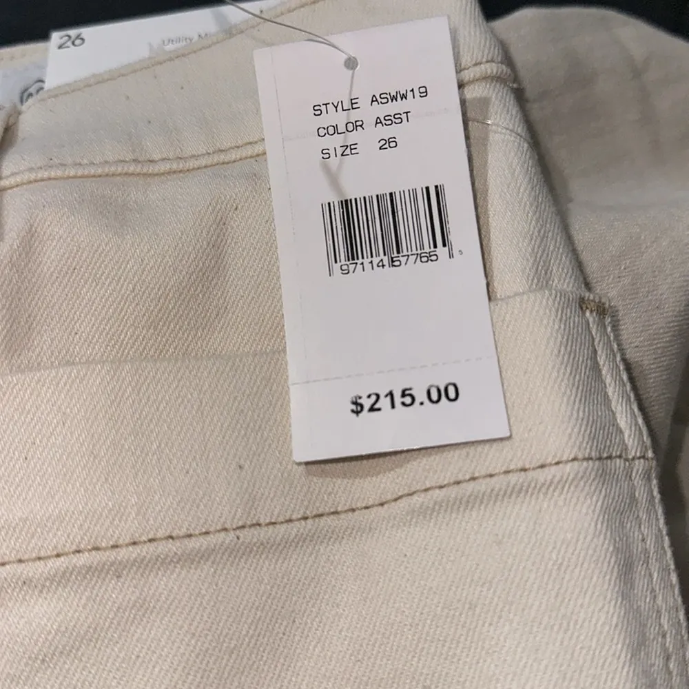 NWT AG Adriano Goldschmied  Mid-Rise Utility Straight Jeans In Color Oat - Image 10